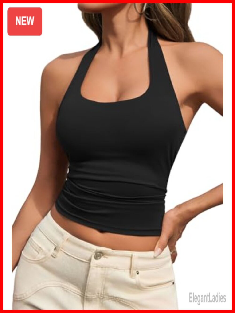 Women's Sexy Halter Workout Going Out Cami Crop Tank Top Backless